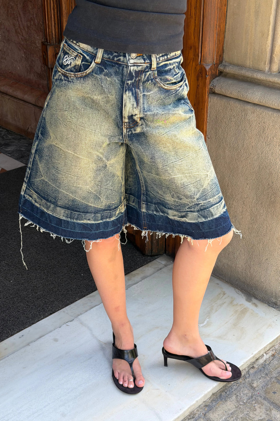Old Baggy Denim Shorts Dirty Wash