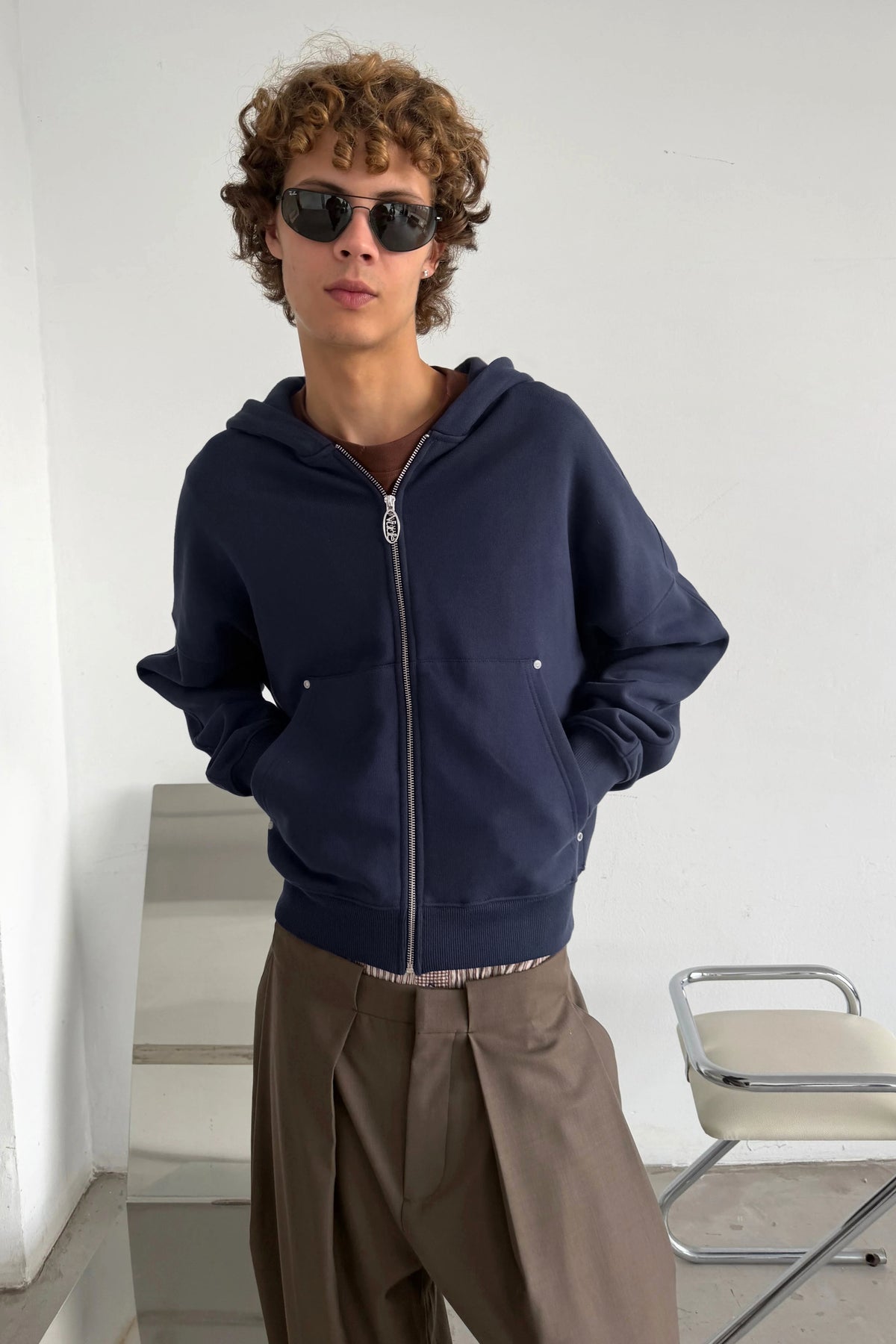 Beast Zip-Up Hoodie Navy