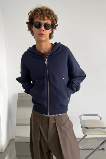 Beast Zip-Up Hoodie Navy