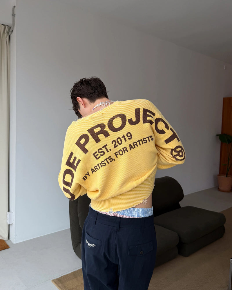 Perfect Cropped Knit Sweater Yellow