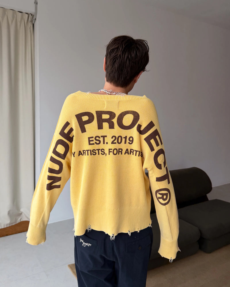 Perfect Cropped Knit Sweater Yellow