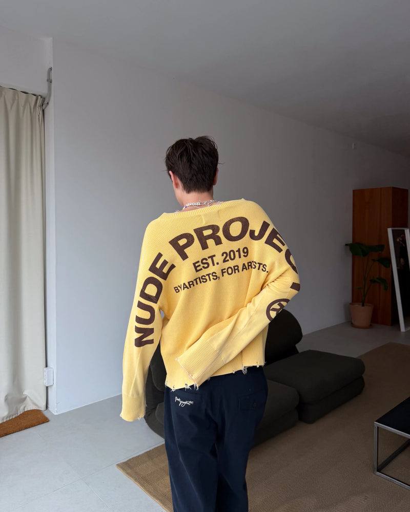 Perfect Cropped Knit Sweater Yellow