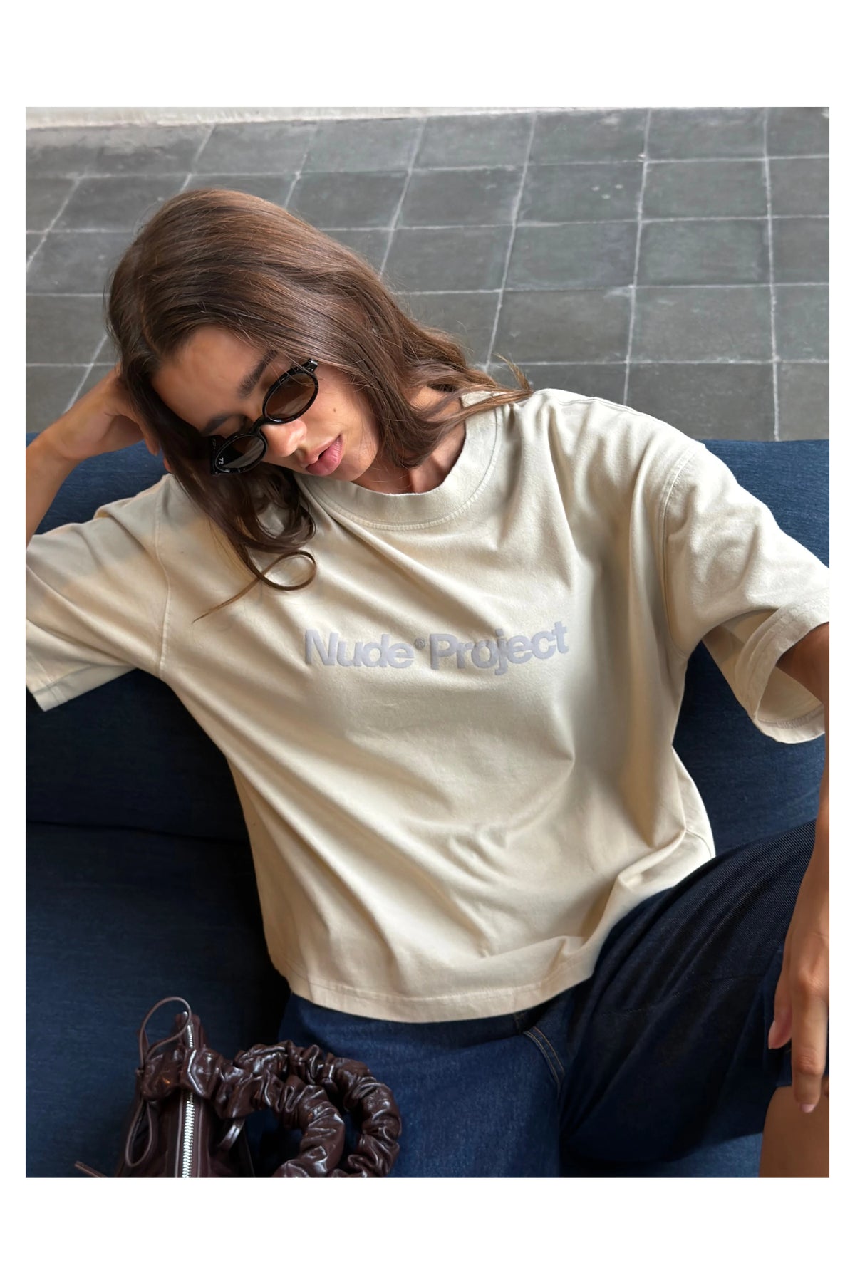 Box Logo Tee Beige