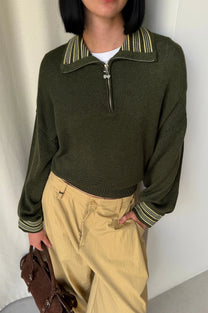 The Consultant Quarter-Zip Knit Green