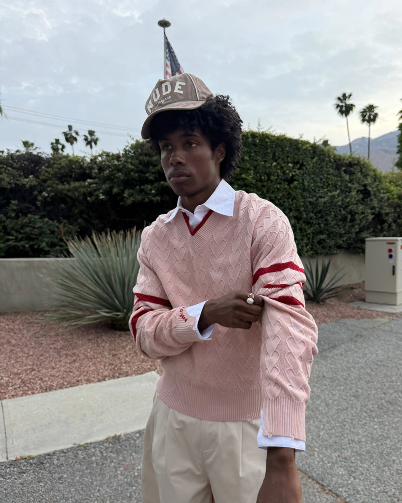 Tennis Club Knit Sweater Pink