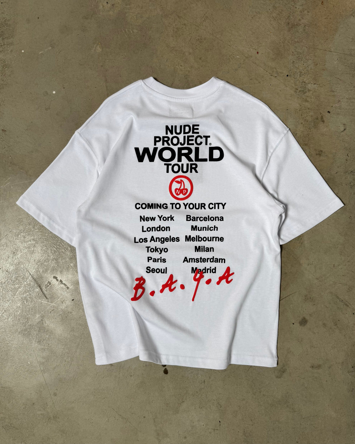 Nude Tour Tee White/Red