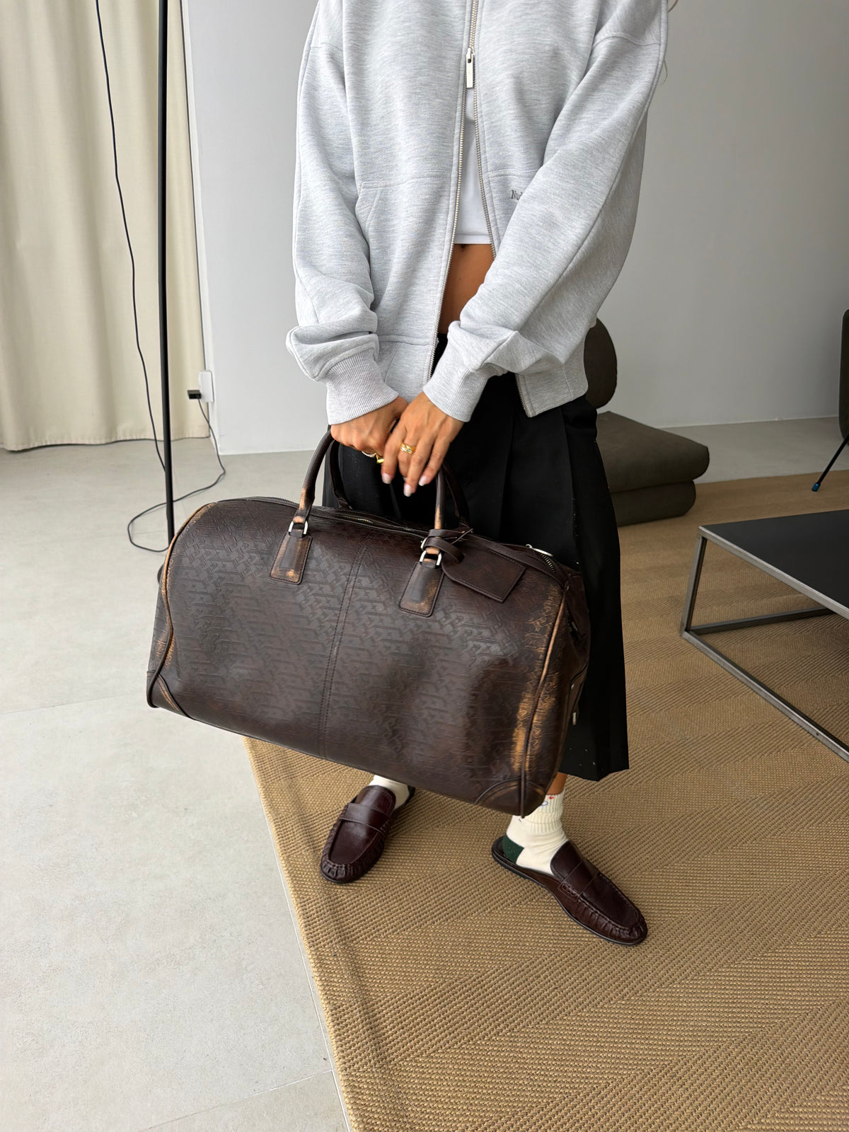 Metal Barrel Bag Brown