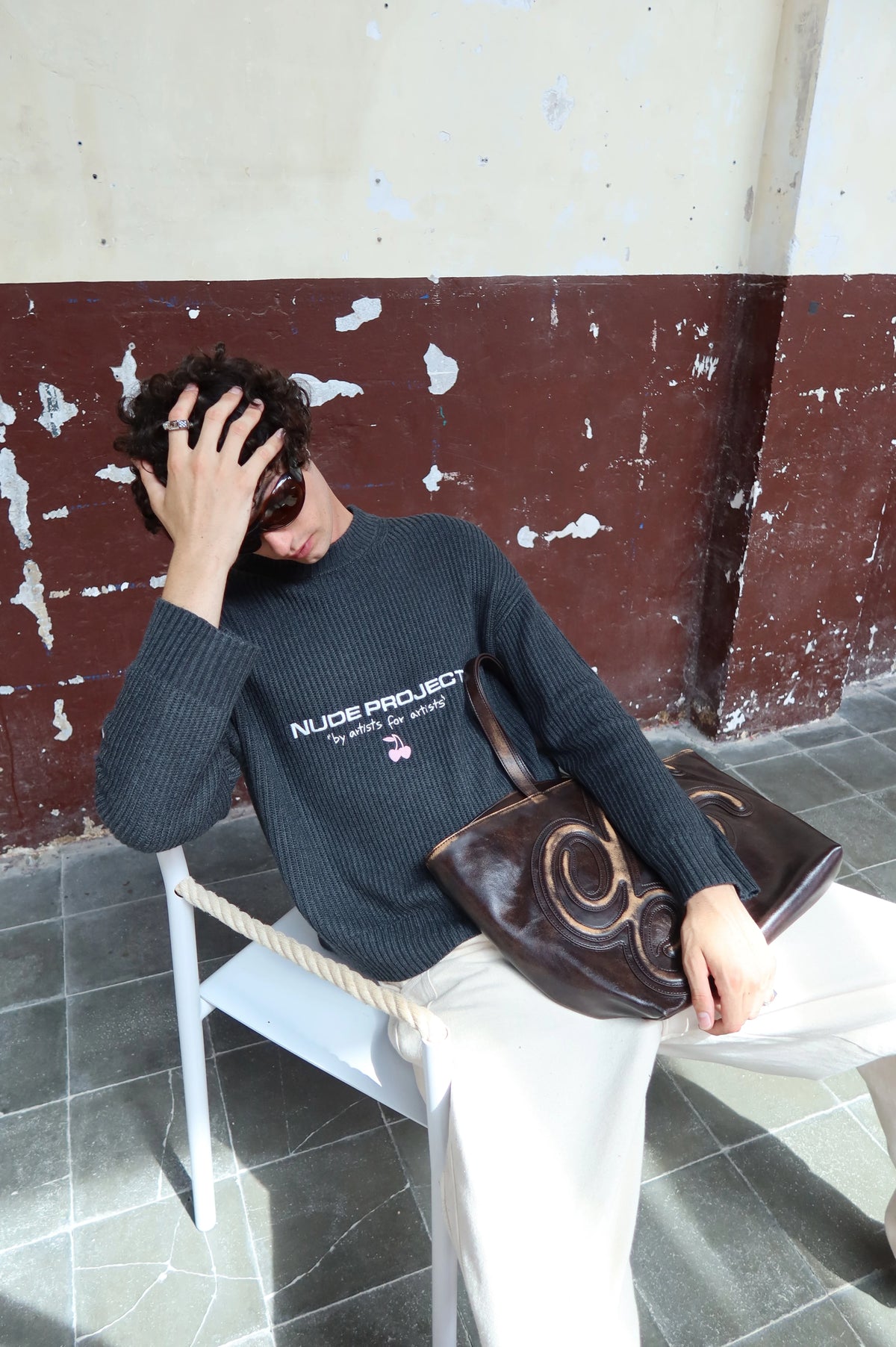 Wavy Knit Sweater Ash