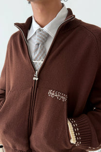 Work Trip Zip-Up Knit Cardigan