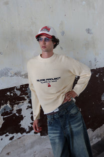 Wavy Knit Sweater Ivory