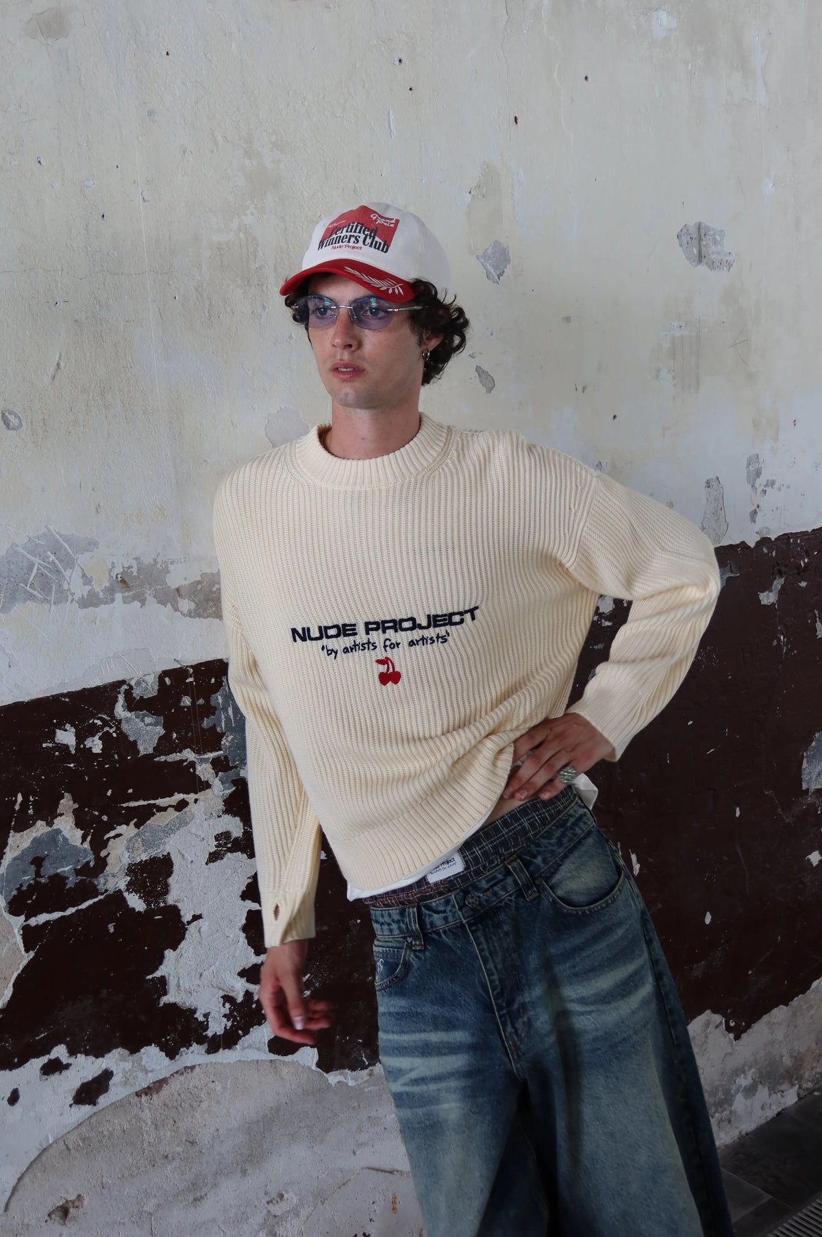 Wavy Knit Sweater Ivory