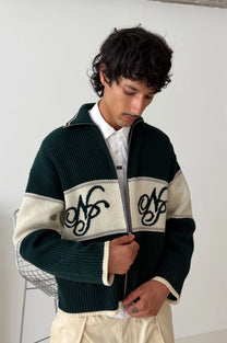 Voyage Knit Zip-Up Cardigan Green