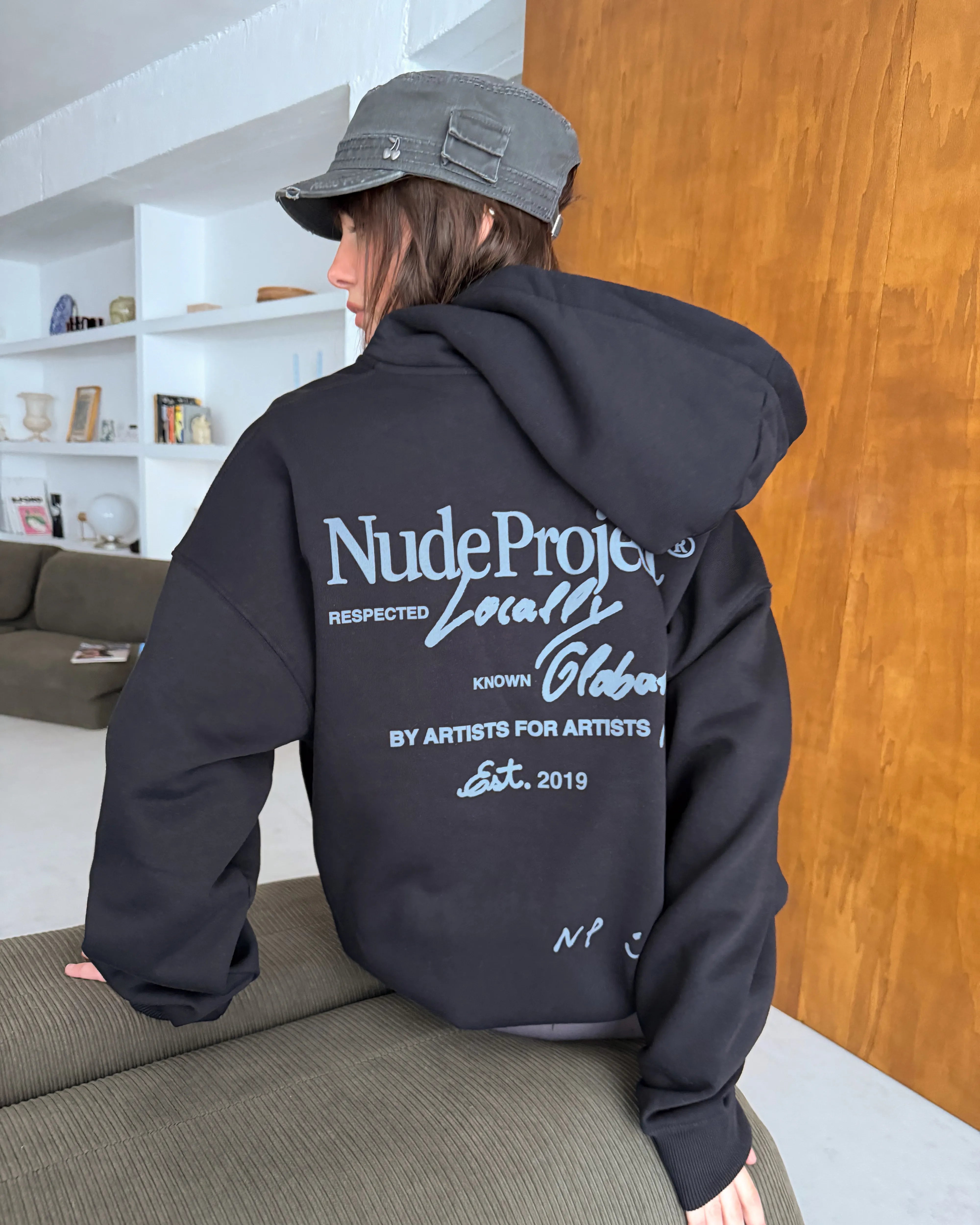 Global Soon Zip-Up Hoodie Black – Nude Project Global Soon Zip-Up Hoodie Black – Nude Project