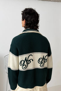 Voyage Knit Zip-Up Cardigan Green