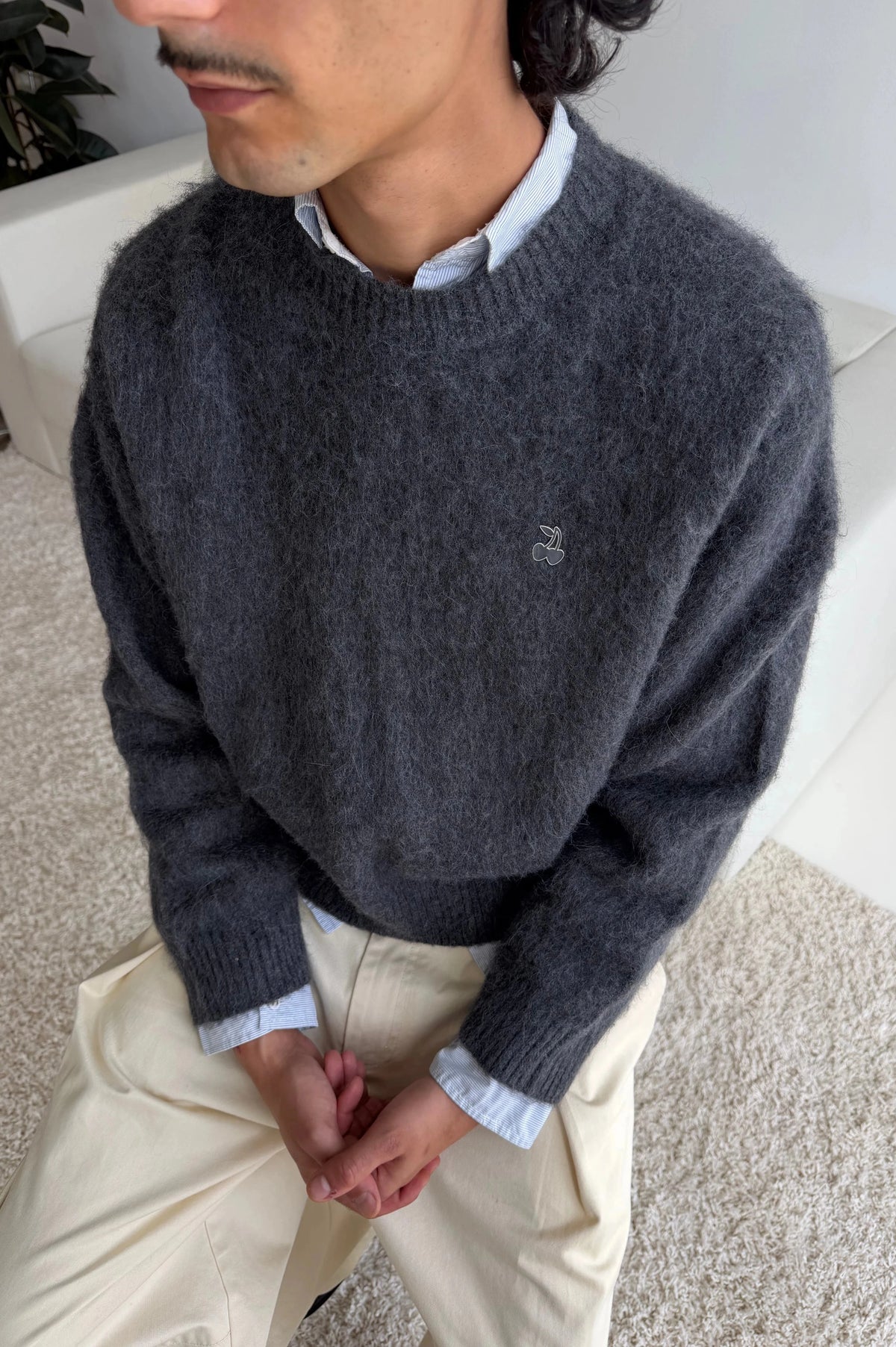 Alpaca Knit Sweater Grey