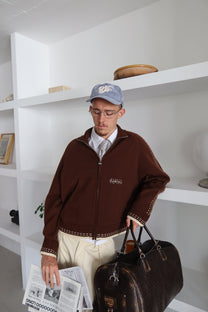 Work Trip Zip-Up Knit Cardigan
