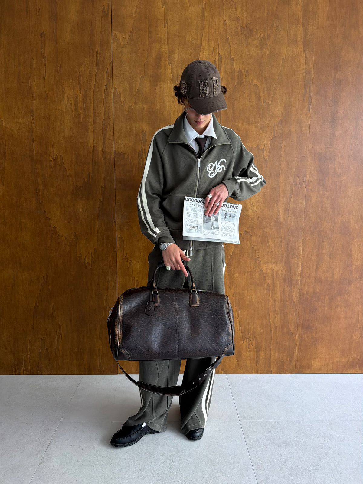 Metal Barrel Bag Brown