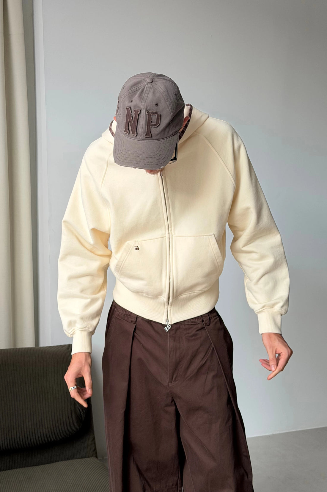 Bone Zip-Up Hoodie