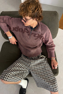Beast Quarter-Zip Knit Brown