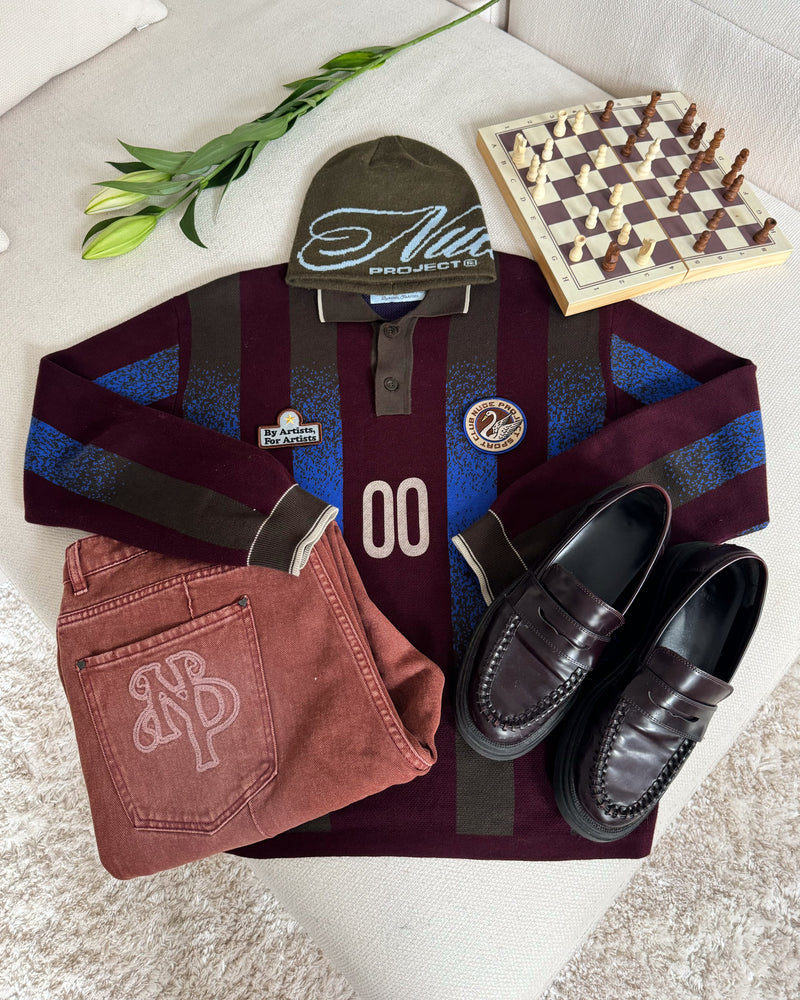 FOOTBALL KNIT POLO BURGUNDY