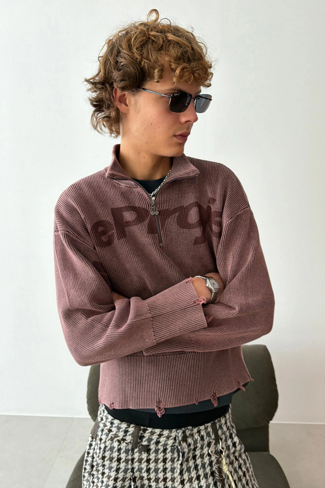 Beast Quarter-Zip Knit Brown