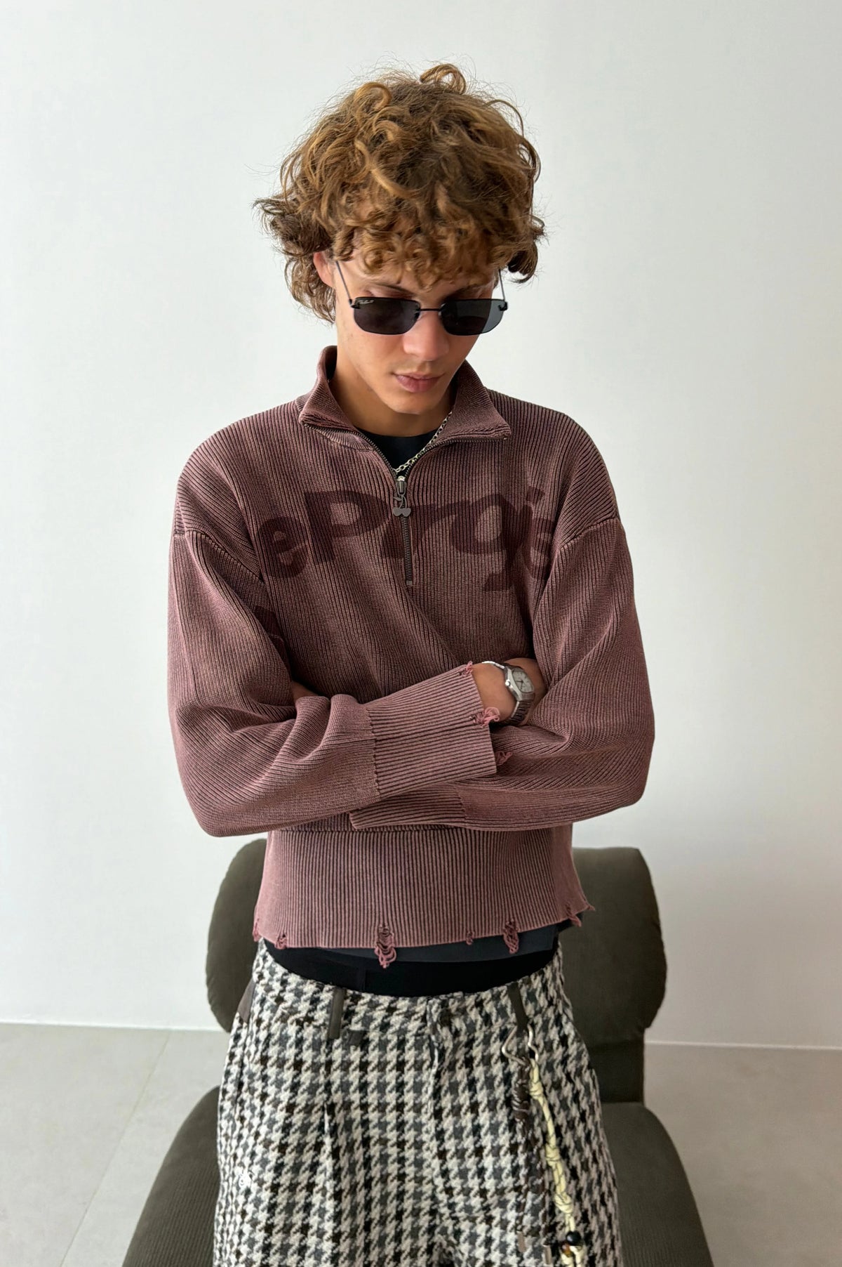 Beast Quarter-Zip Knit Brown