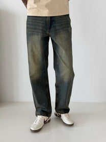 Basic Straight Jeans Dirty Wash
