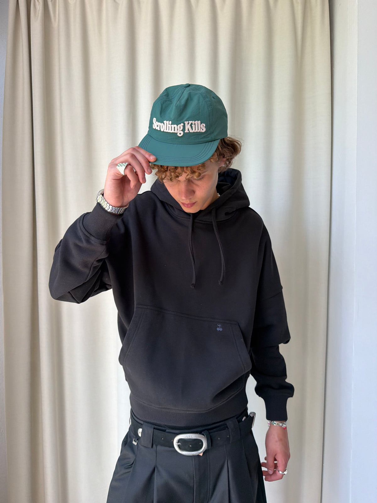 Marble Hoodie Black