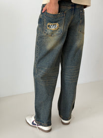 Basic Straight Jeans Dirty Wash
