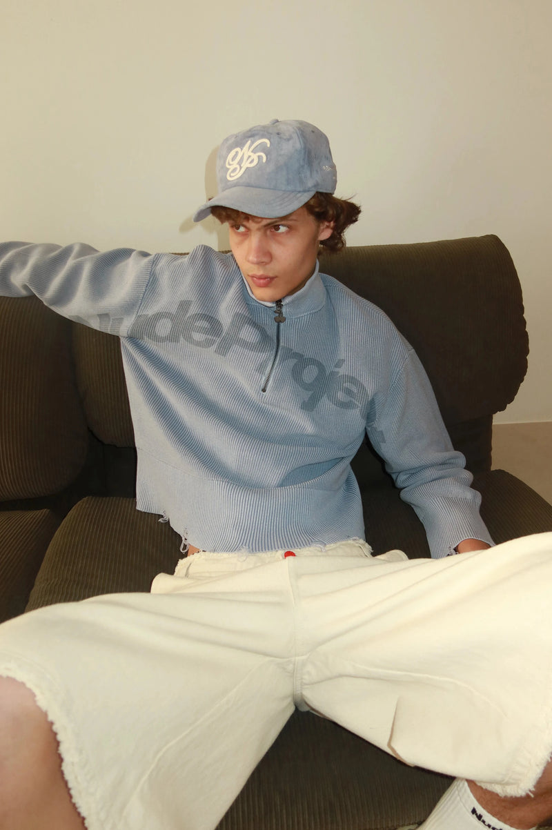 Beast Quarter-Zip Knit Blue Grey