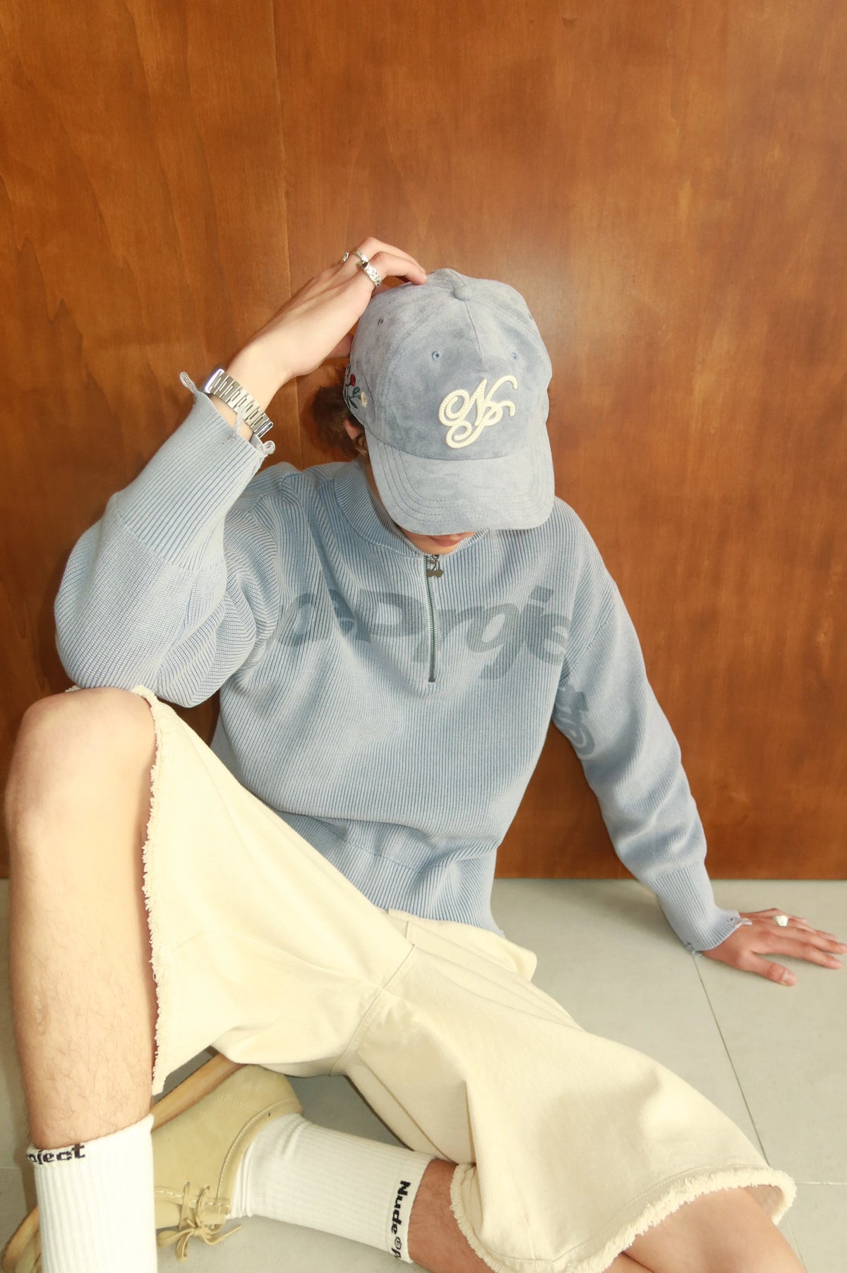 Beast Quarter-Zip Knit Blue Grey