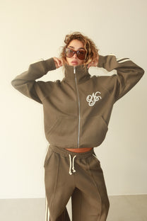 Ying Yang Zip-Up Green