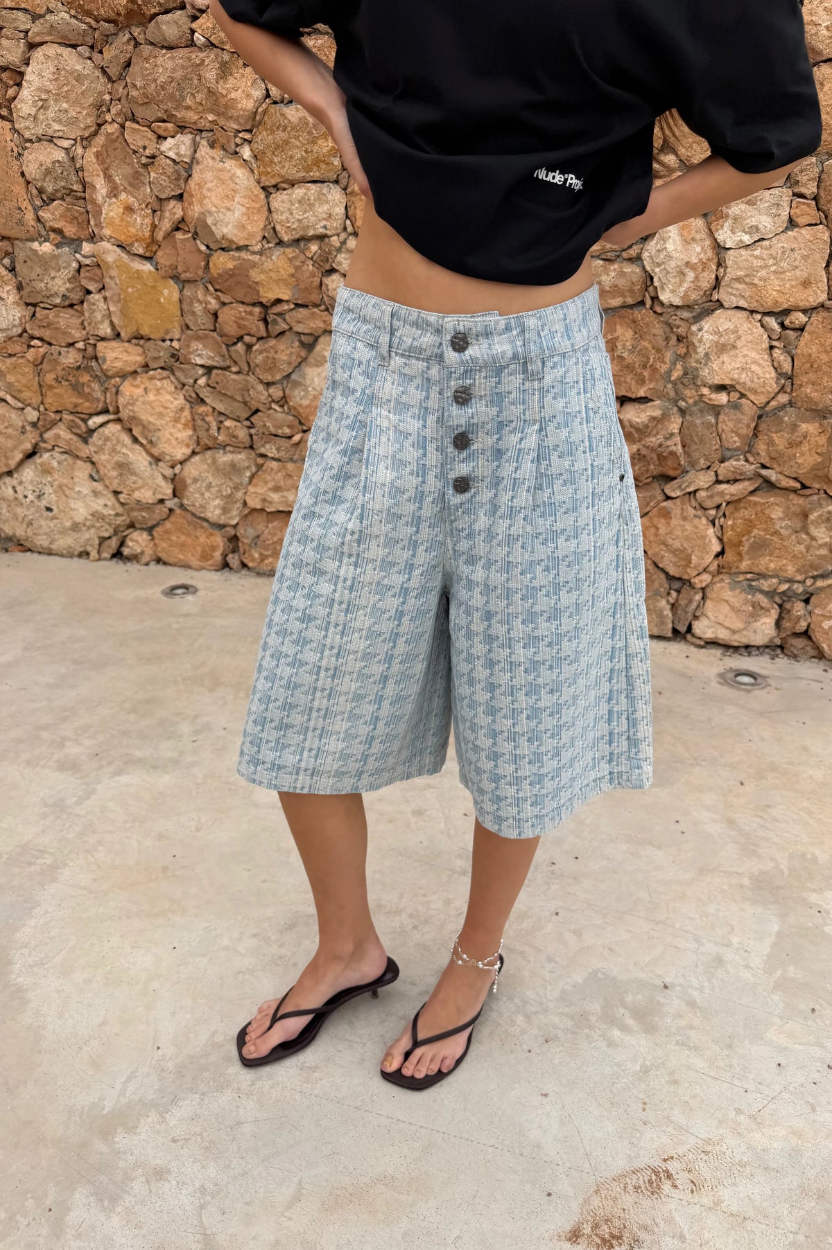 Jacquard Denim Jorts