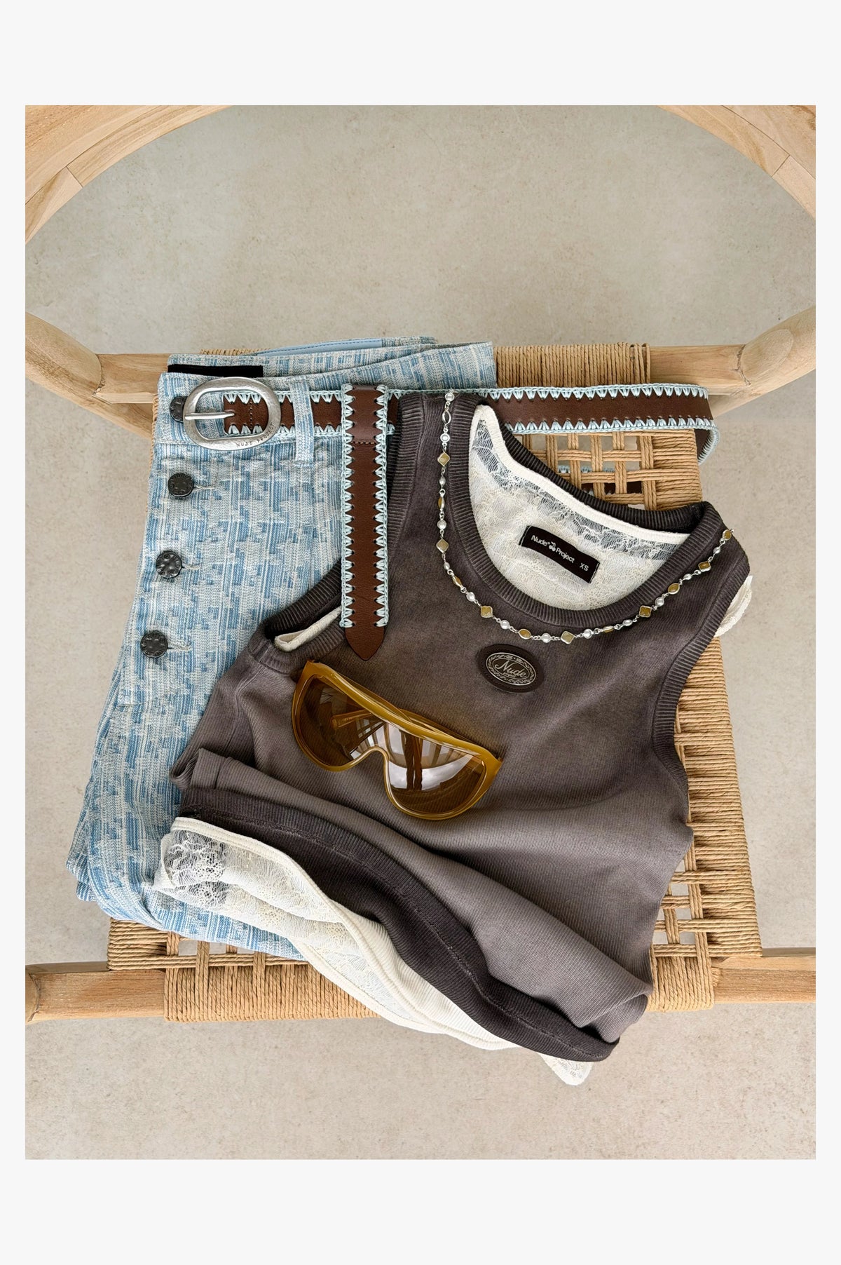 Regina Tank Top Washed Brown