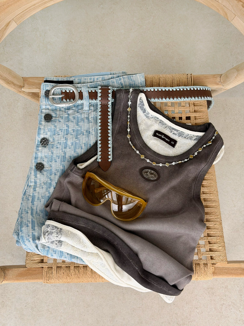 Regina Tank Top Washed Brown