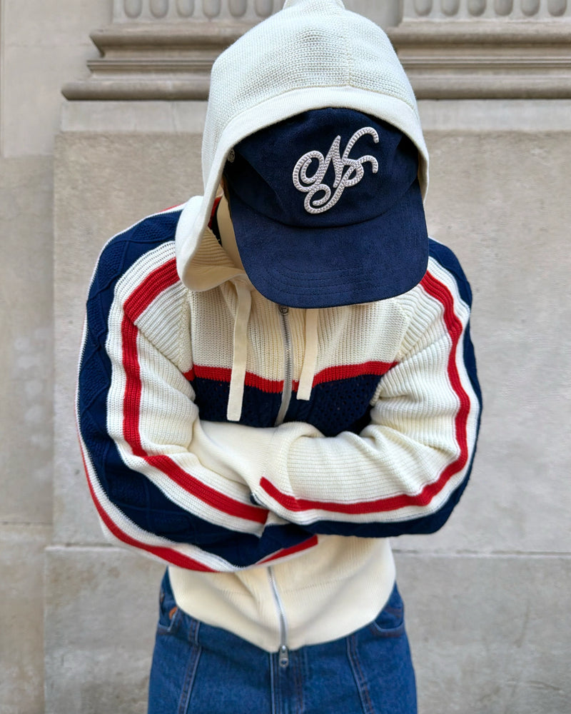 Monk Knit Zip-Up Hoodie Off-White