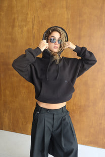 Marble Hoodie Black