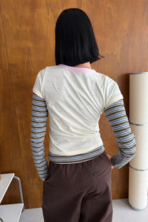 Striped Double Layer Long-Sleeve Tee