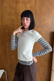 Striped Double Layer Long-Sleeve Tee