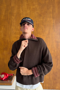 The Consultant Quarter-Zip Knit Brown