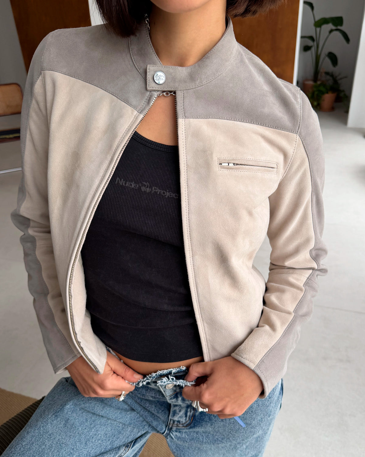 Racing Real Suede Leather Jacket