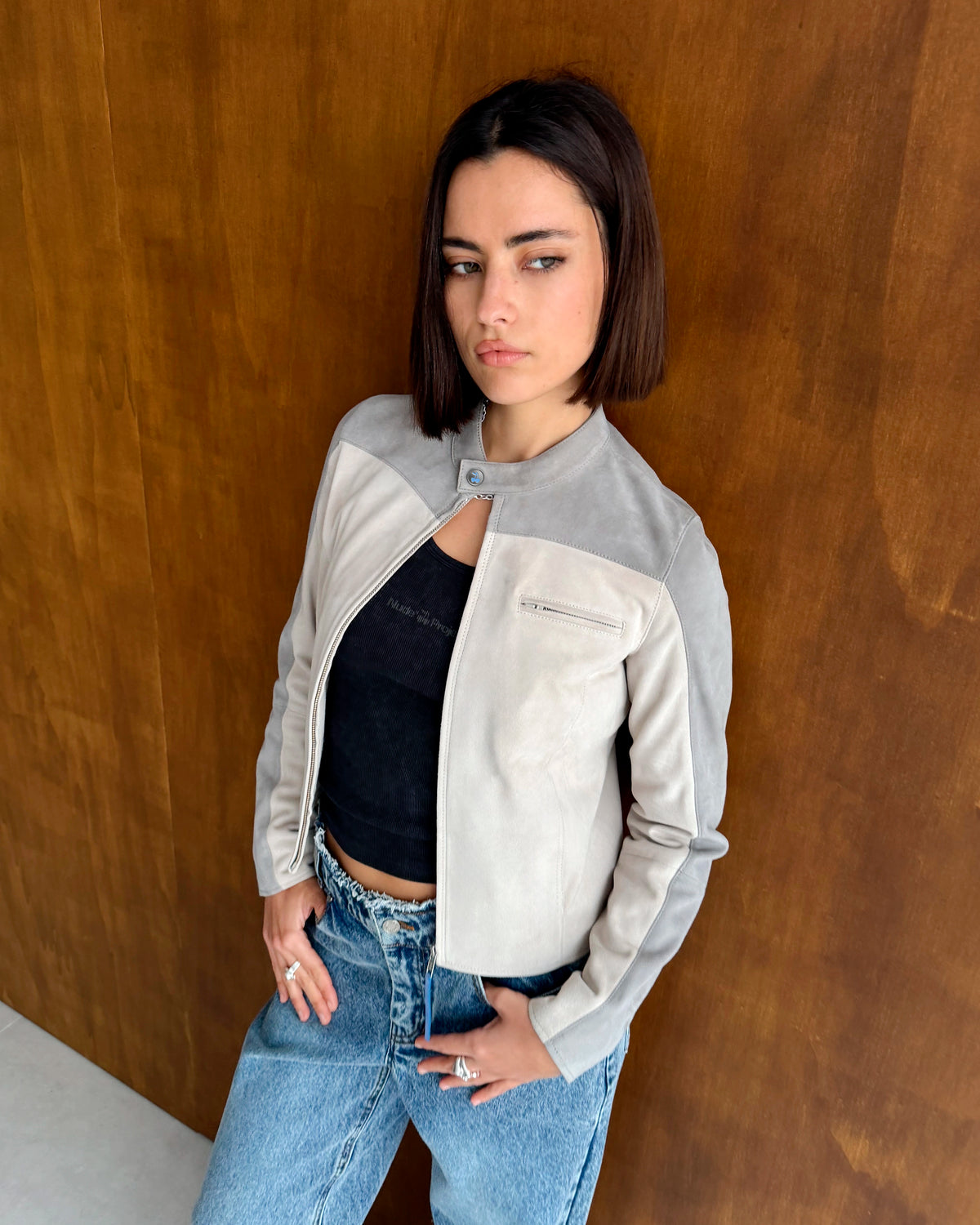 Racing Real Suede Leather Jacket