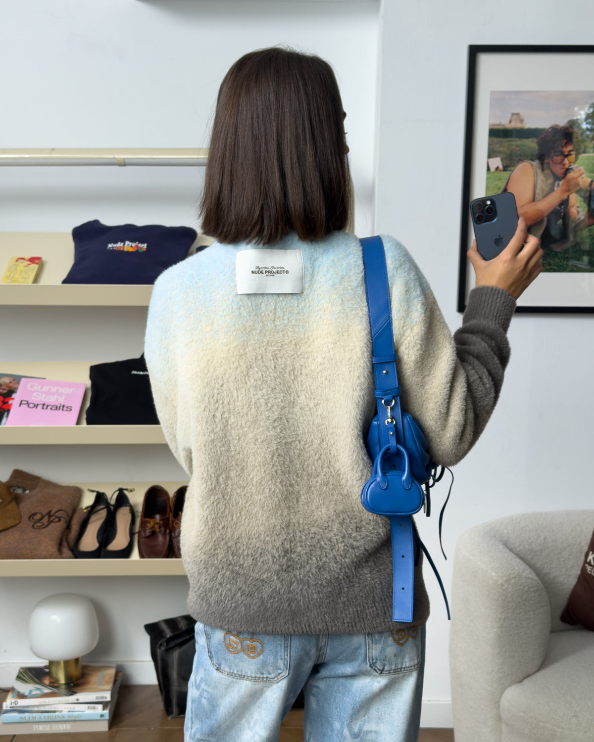 Gradient Cozy Knit Sweater Baby Blue