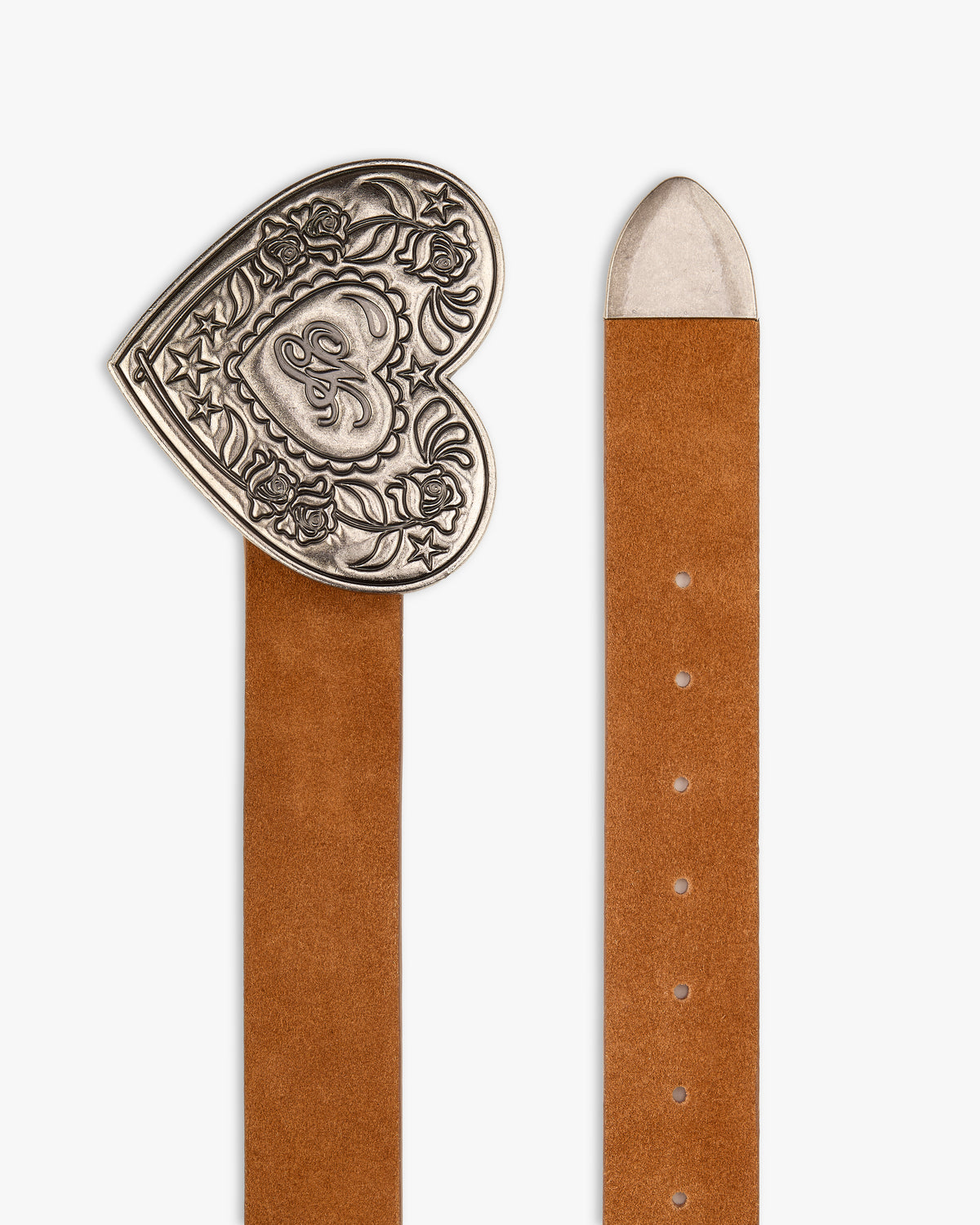 Heart Leather Belt Brown