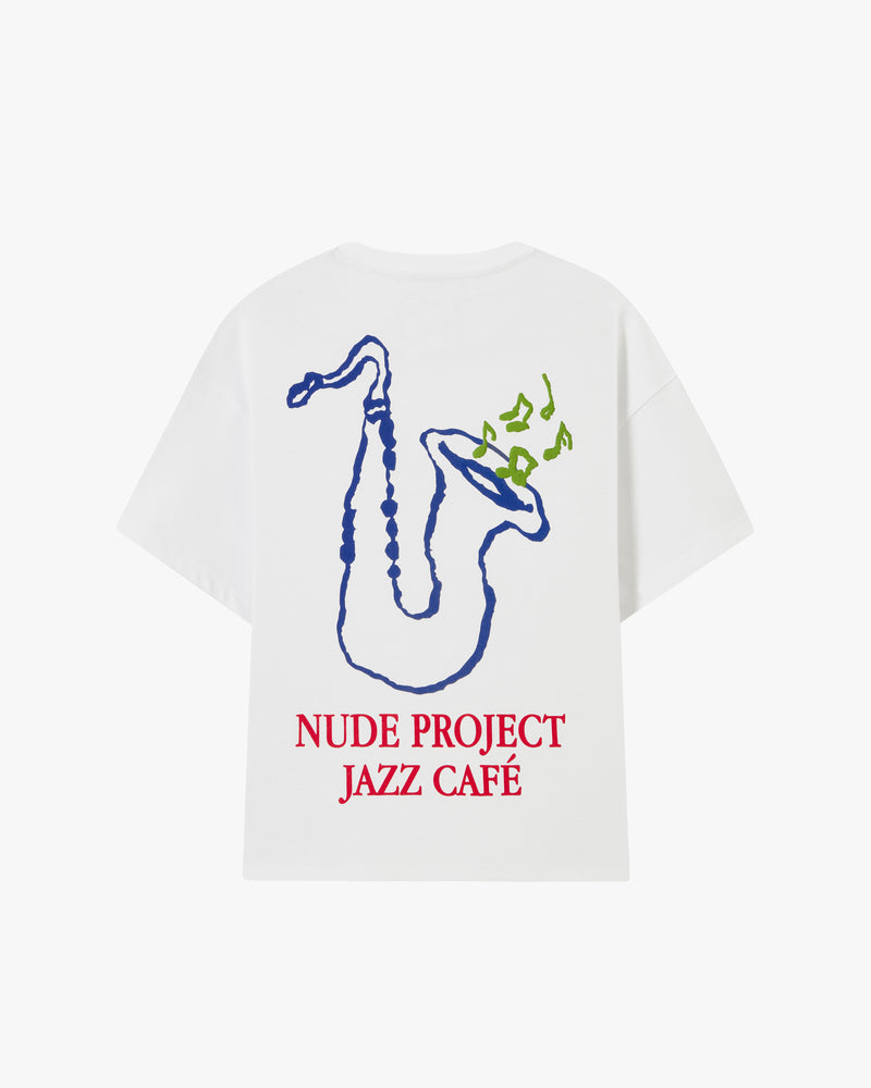 CAMISETA JAZZ CAFE BLANCA