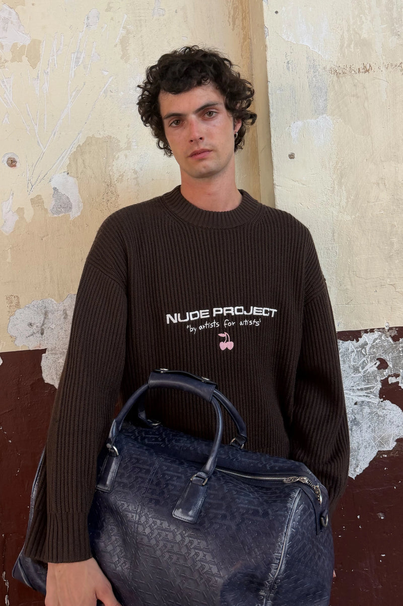 Wavy Knit Sweater Brown