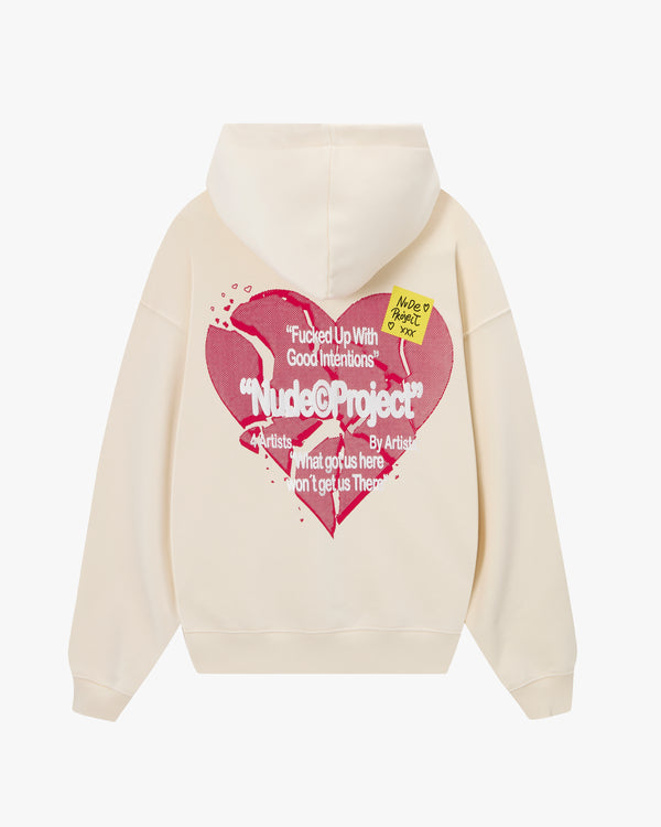 HEARTBROKEN ZIP-UP HOODIE MARSHMALLOW