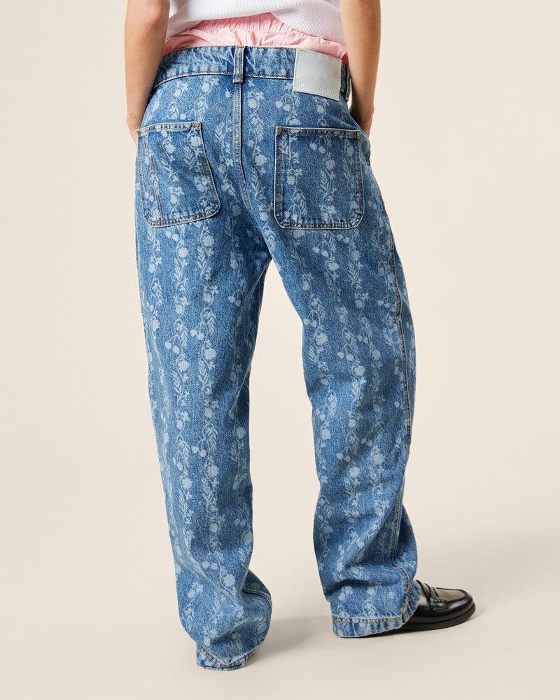 FLOWER AOP LASER DENIM