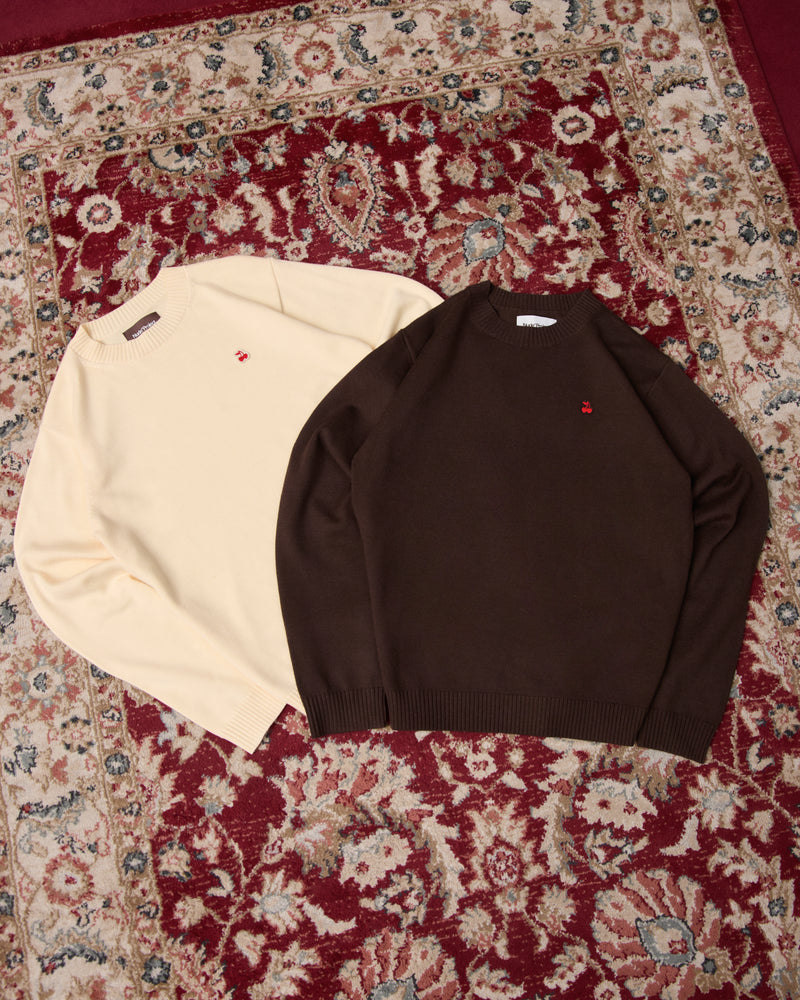 Cherry Logo Knit Sweater Marshmallow