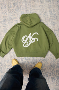Script Zip-Up Hoodie Green